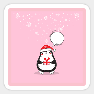 Cute Pink Penguin Holiday Xmas Christmas Gift Sticker